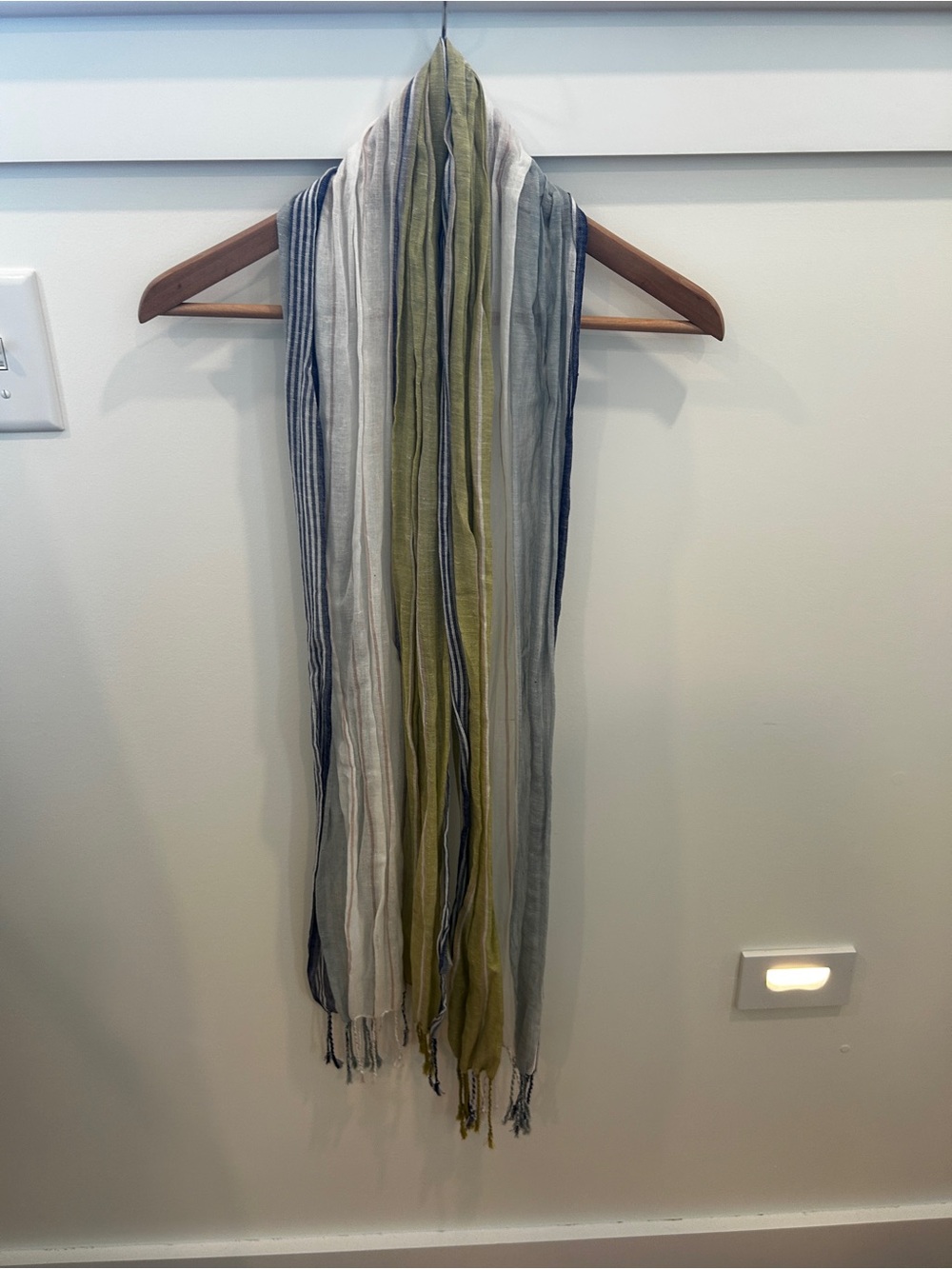 J. Jill Olive, Navy & White Striped Cotton Scarf